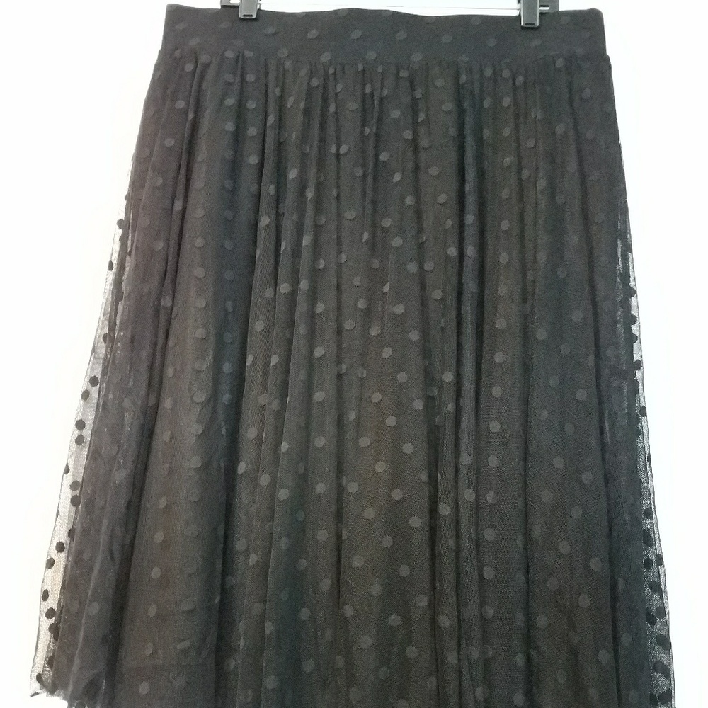 NWOT Torrid Black Dot Tulle Overlay Midi Skirt - Picture 3 of 8